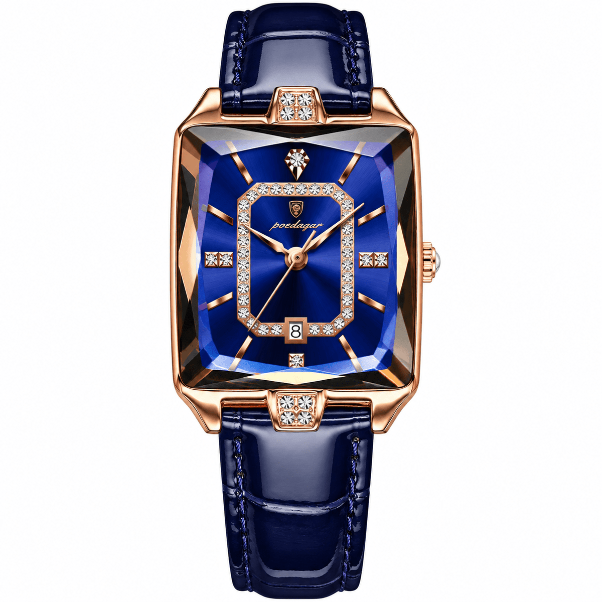 Elegant Women’s Rectangular Leather Watch with Luxurious Design – Catherine Lux Elegant Women’s Rectangular Leather Watch with Luxurious Design – Catherine Lux Gold Blue
