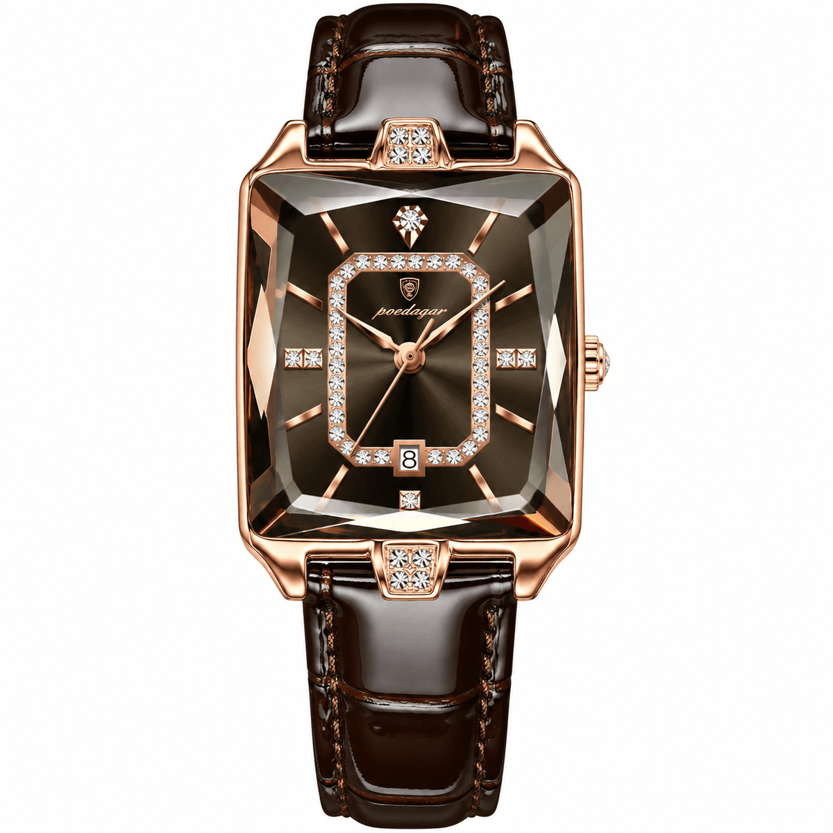 Elegant Women’s Rectangular Leather Watch with Luxurious Design – Catherine Lux Elegant Women’s Rectangular Leather Watch with Luxurious Design – Catherine Lux Gold Brown