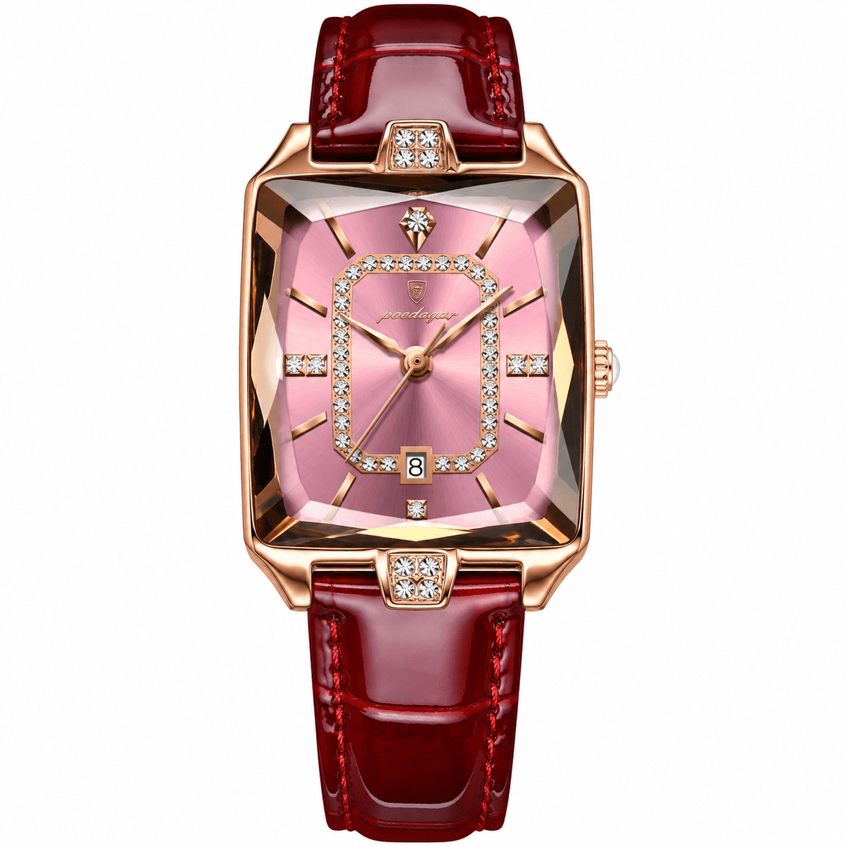 Elegant Women’s Rectangular Leather Watch with Luxurious Design – Catherine Lux Elegant Women’s Rectangular Leather Watch with Luxurious Design – Catherine Lux Gold Pink