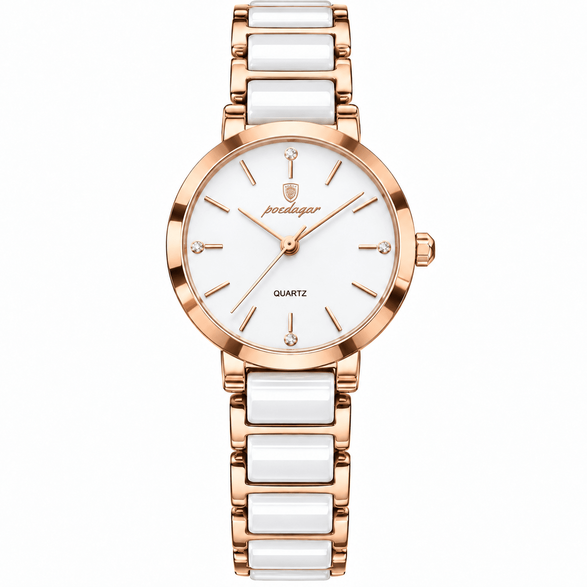 Elegant Women’s Watch with a Minimalist Design and Stainless Steel & Premium Ceramic Band – Estelle Elan Elegant Women’s Watch with a Minimalist Design and Stainless Steel & Premium Ceramic Band – Estelle Elan White