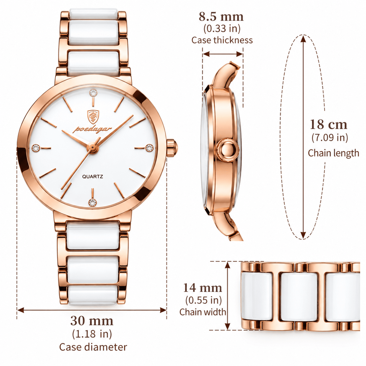 Elegant Women’s Watch with a Minimalist Design and Stainless Steel & Premium Ceramic Band – Estelle Elan Elegant Women’s Watch with a Minimalist Design and Stainless Steel & Premium Ceramic Band – Estelle Elan 