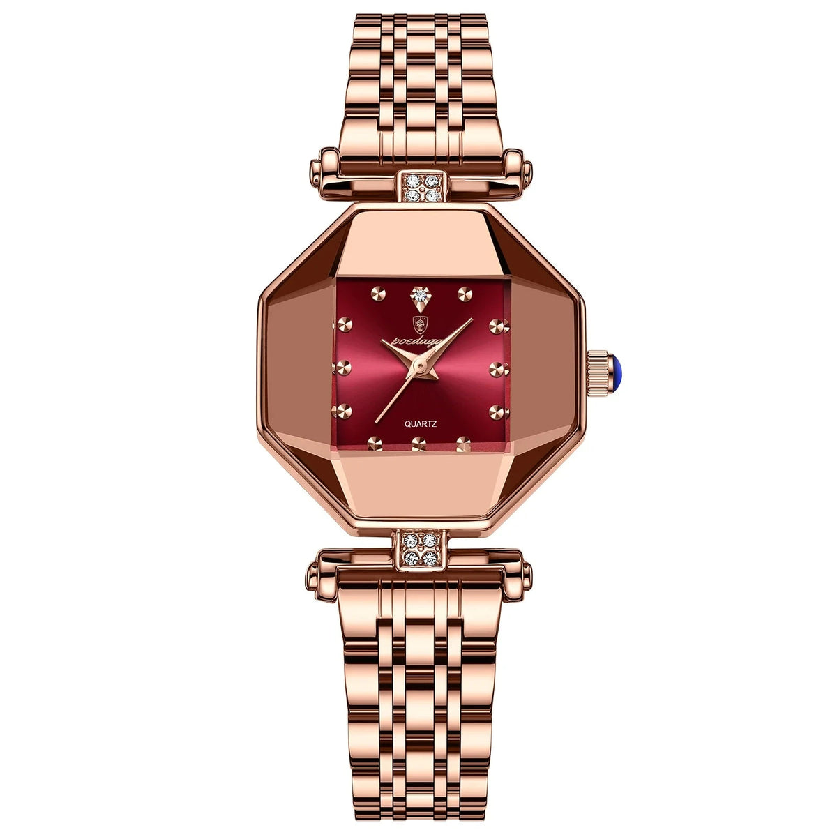 Elegant Women’s Watch with a Modern Design and Stainless Steel Band – Éclat Magnifique Elegant Women’s Watch with a Modern Design and Stainless Steel Band – Éclat Magnifique Red