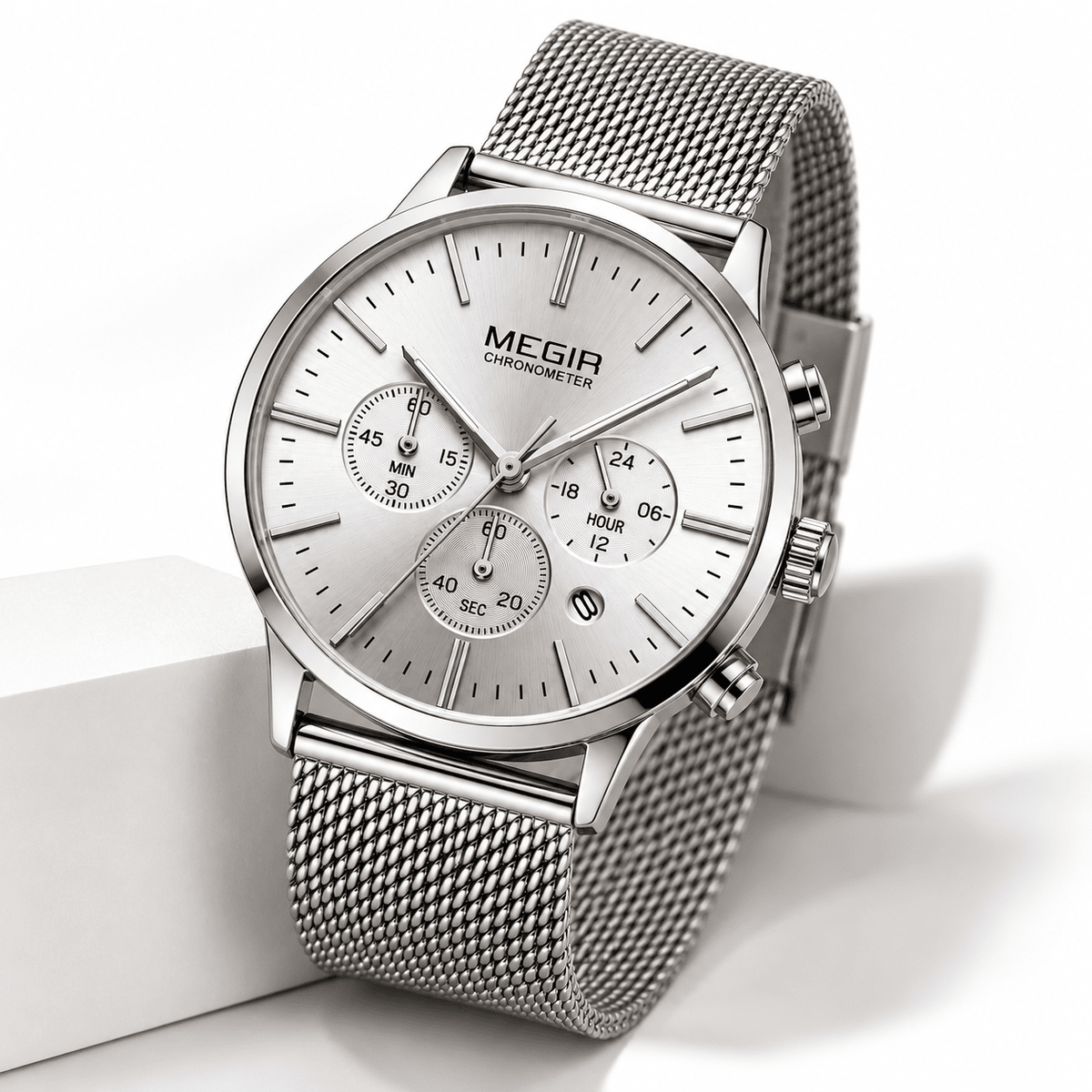Elegant Women’s Watch with a Multifunctional Dial and Stainless Steel Bracelet – Elise Étoile Elegant Women’s Wristwatch with a Stainless Steel Bracelet – Elise Étoile 