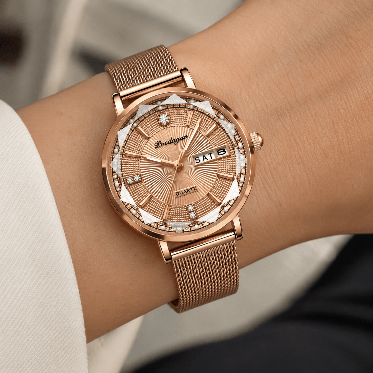 Elegant Women's Watch with Stainless Steel Band and Luxurious Design – Belle Sophia Elegant Women's Watch with Stainless Steel Band and Luxurious Design – Belle Sophia 