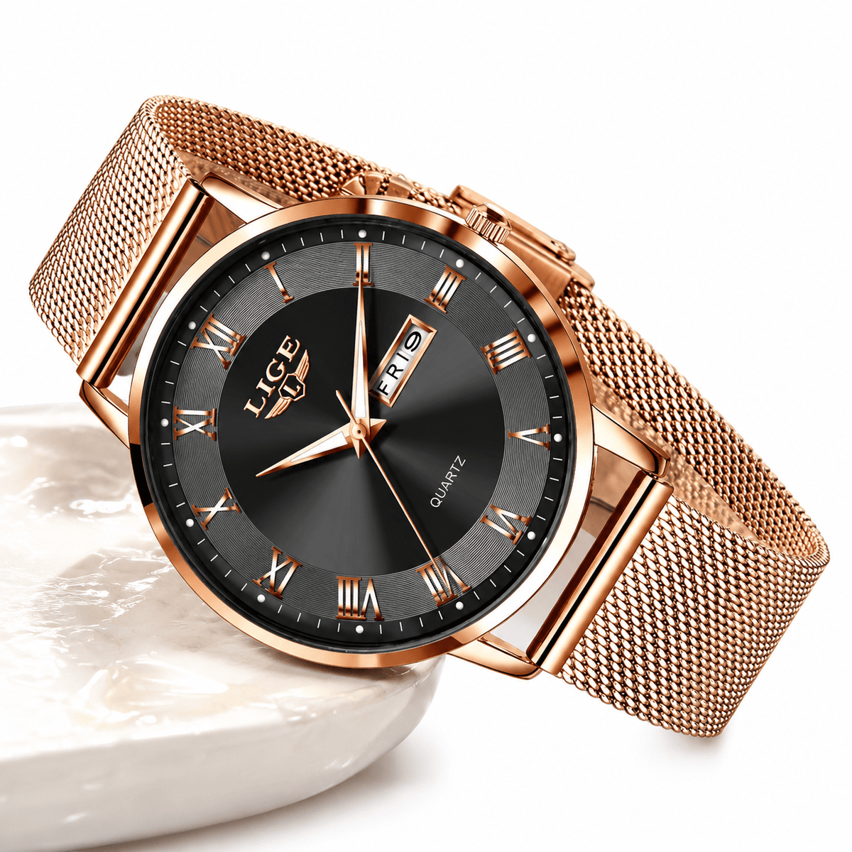Elegant Women's Watch with Stainless Steel Bracelet and Classic Roman Numeral Dial – Estelle Majeste 