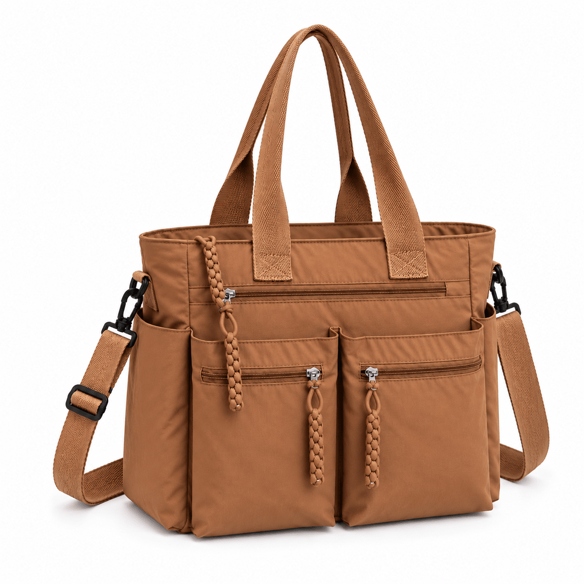 Large-Capacity Casual Tote Bag with Crossbody Strap and Modern Design | Mila Avery Large-Capacity Casual Tote Bag with Crossbody Strap and Modern Design | Mila Avery Brown