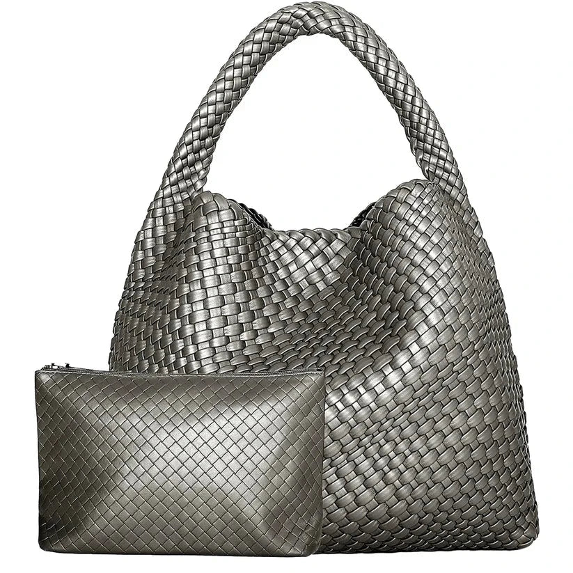 Large Capacity Elegant Women's Woven Leather Tote Bag - Ophelia Large Capacity Elegant Women's Woven Leather Tote Bag - Ophelia 