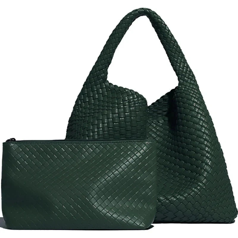 Large Capacity Elegant Women's Woven Leather Tote Bag - Ophelia Large Capacity Elegant Women's Woven Leather Tote Bag - Ophelia 