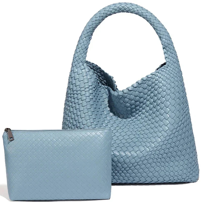 Large Capacity Elegant Women's Woven Leather Tote Bag - Ophelia Large Capacity Elegant Women's Woven Leather Tote Bag - Ophelia 