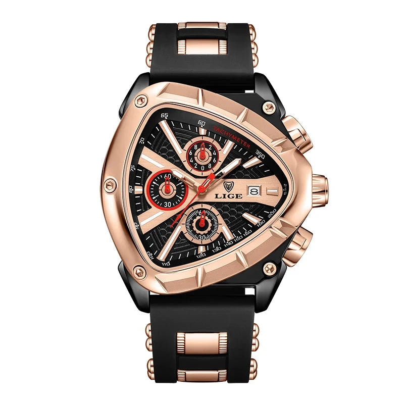 LIGE Original Luxury Men Watch Waterproof Sport Mens Quartz Wrist Watches Business Big Dial Wristwatches Relogio Masculino+BOX Mavietto Store rose gold black 