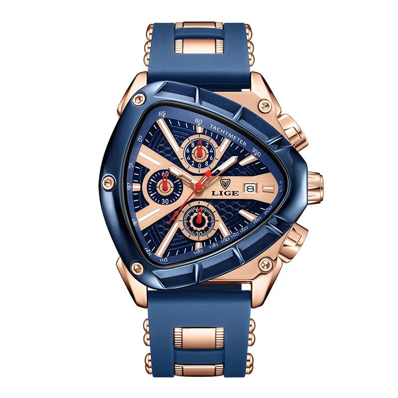 LIGE Original Luxury Men Watch Waterproof Sport Mens Quartz Wrist Watches Business Big Dial Wristwatches Relogio Masculino+BOX Mavietto Store rose gold blue 