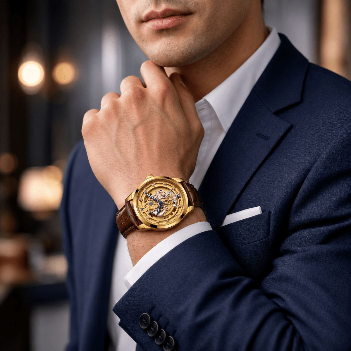 Luxurious Men's Watch with Leather Strap – Castelvero Luxurious Men's Watch with Leather Strap – Castelvero 