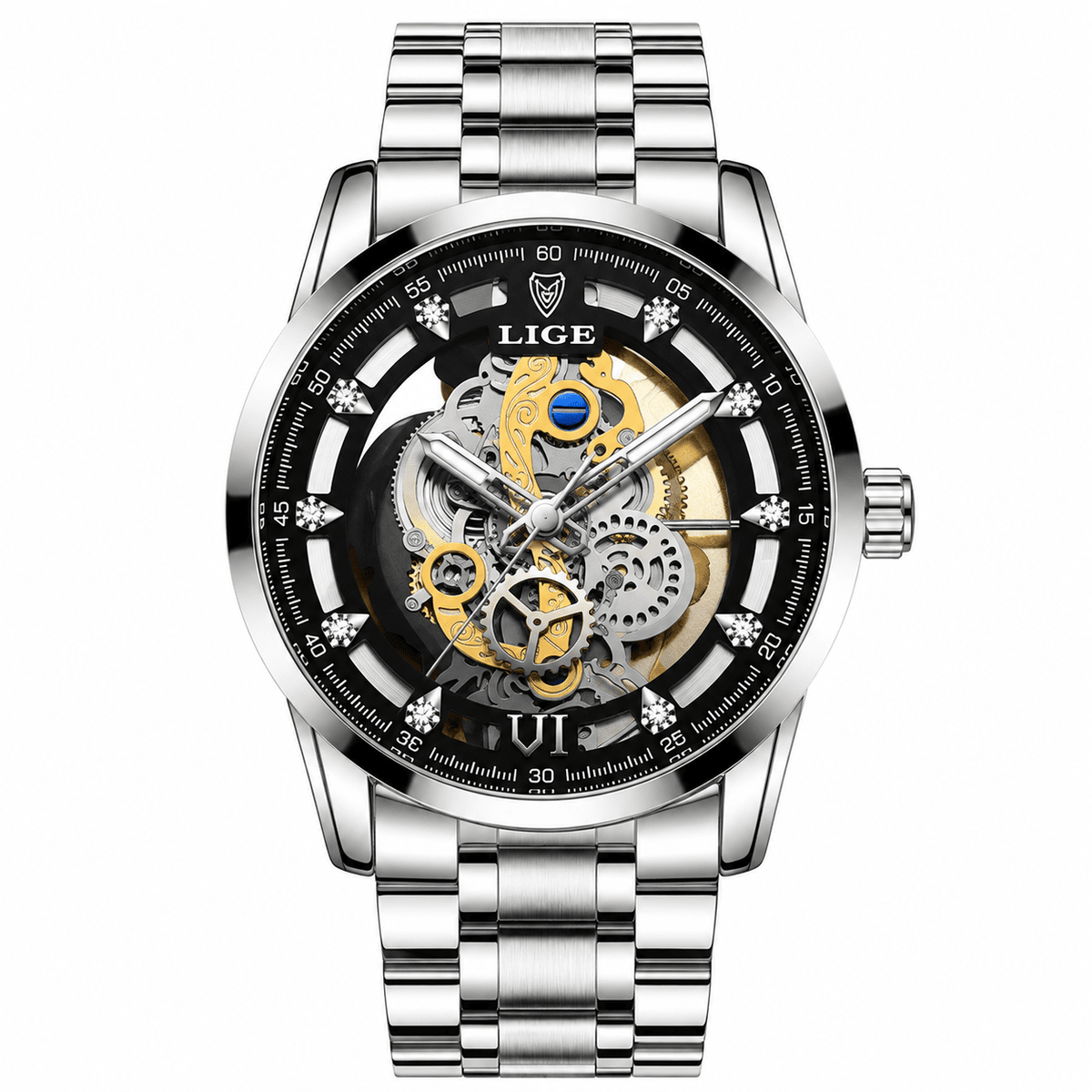 Luxurious Men's Watch with Leather Strap – Castelvero Luxurious Men's Watch with Leather Strap – Castelvero Silver Black