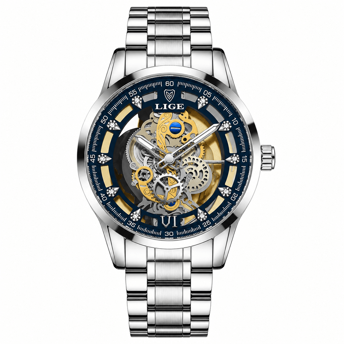 Luxurious Men's Watch with Leather Strap – Castelvero Luxurious Men's Watch with Leather Strap – Castelvero Silver Blue