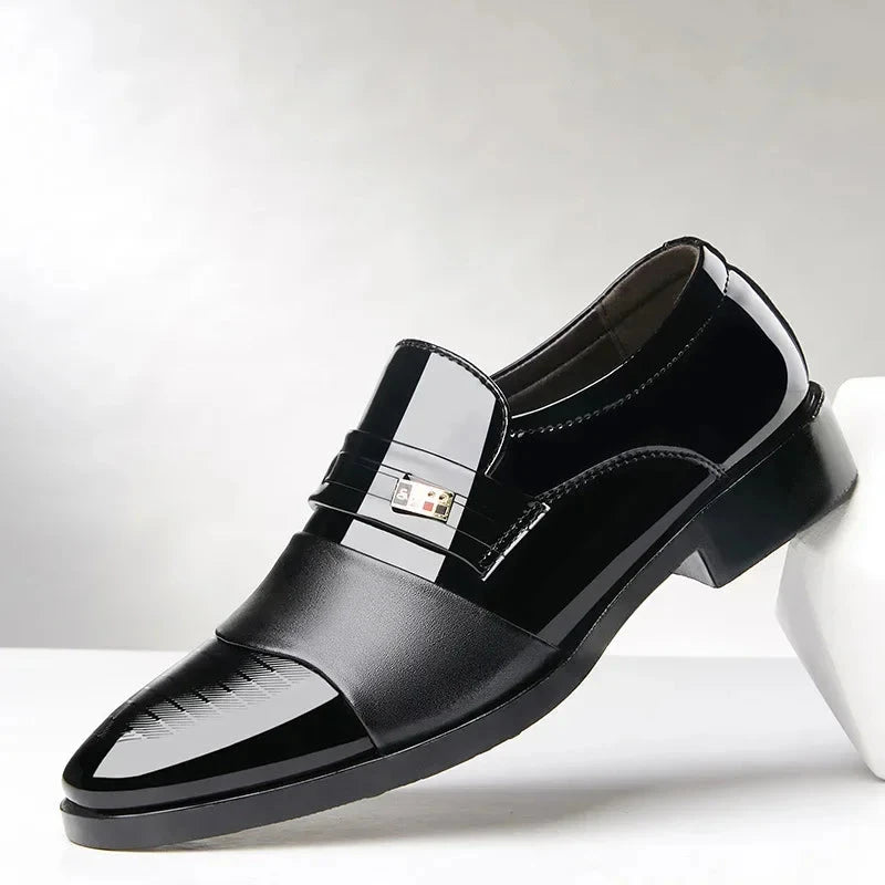 Luxury Leather Men Shoes for Wedding Formal Oxfords Business Casual Office Work Shoes for Men Classic Men's Pointy Dress Shoes Mavietto black 44 
