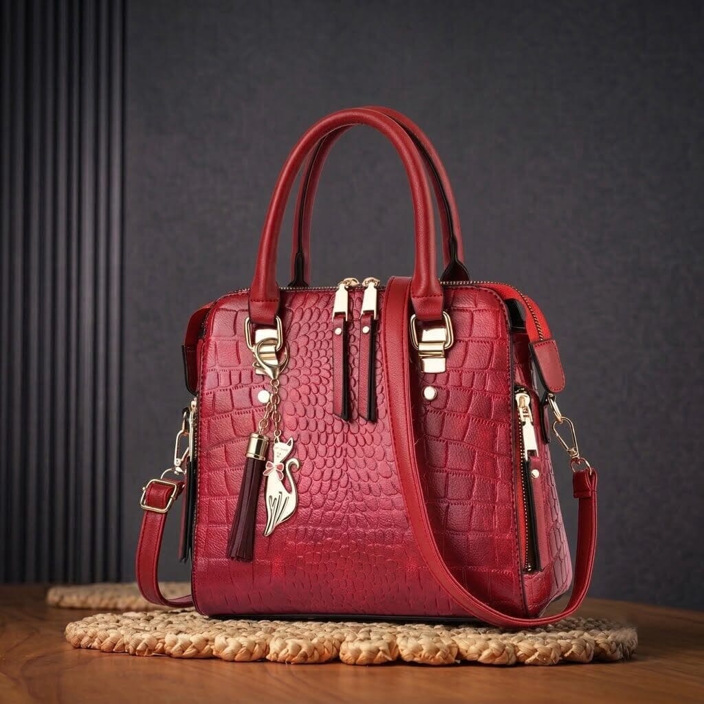 Luxury Women's Crocodile-Embossed Leather Handbag - Mon Élégance Luxury Women's Crocodile-Embossed Leather Handbag - Mon Élégance Mavietto 