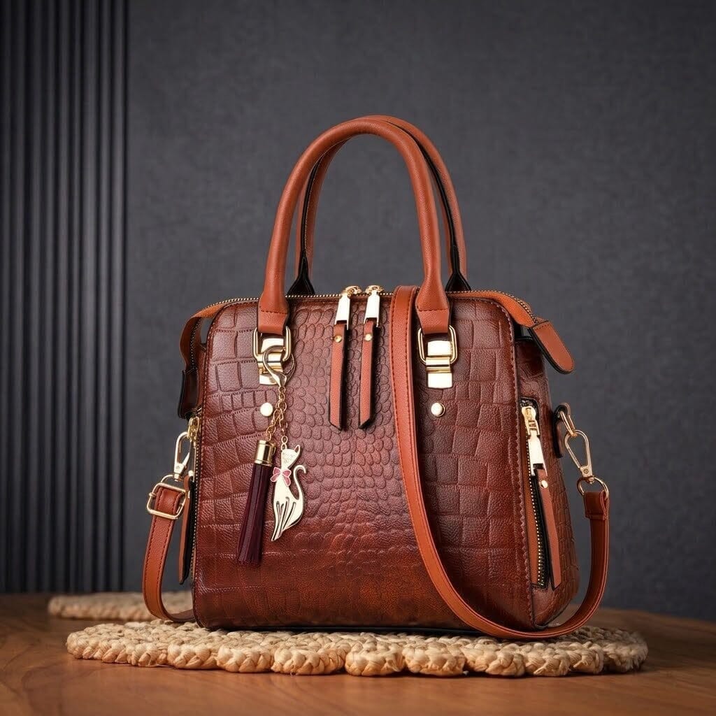 Luxury Women's Crocodile-Embossed Leather Handbag - Mon Élégance Luxury Women's Crocodile-Embossed Leather Handbag - Mon Élégance Mavietto 