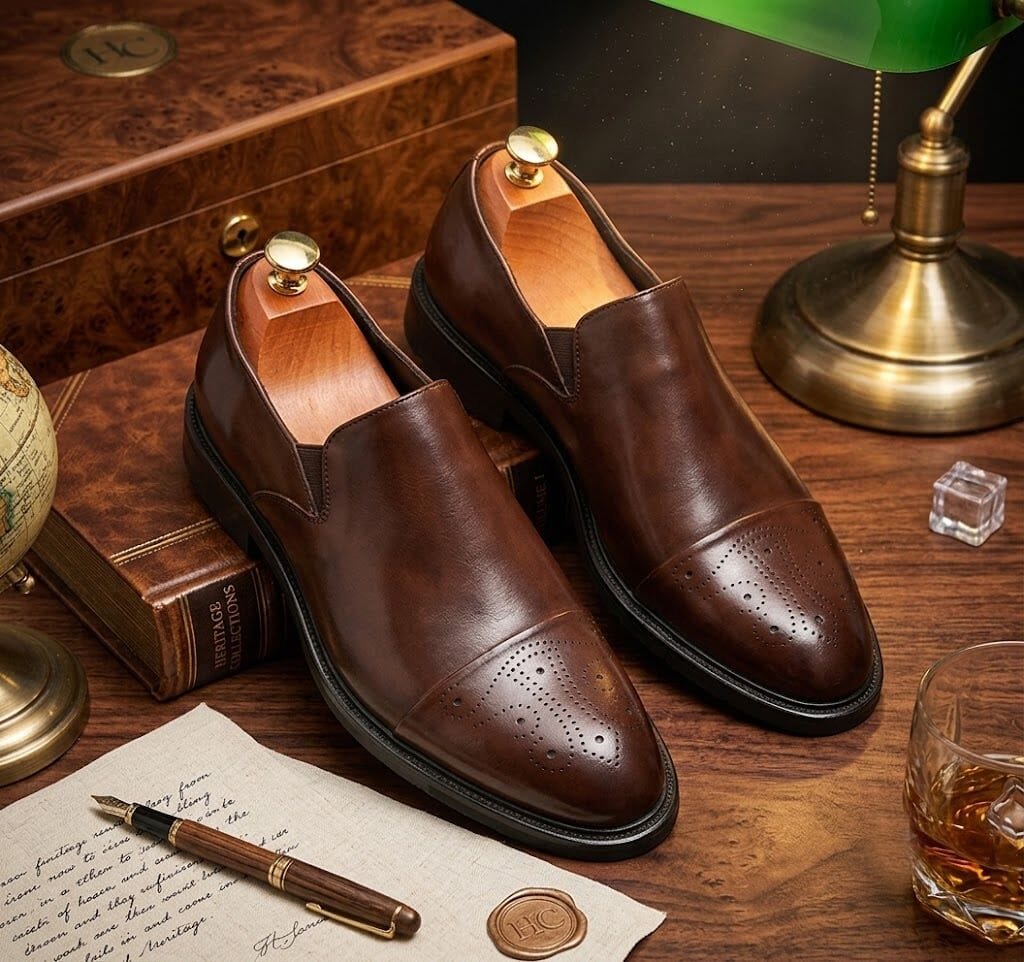 Mavietto Men's Leather Dress Shoes | Brogue Slip-On Loafers Mavietto Men's Leather Dress Shoes | Brogue Slip-On Loafers 