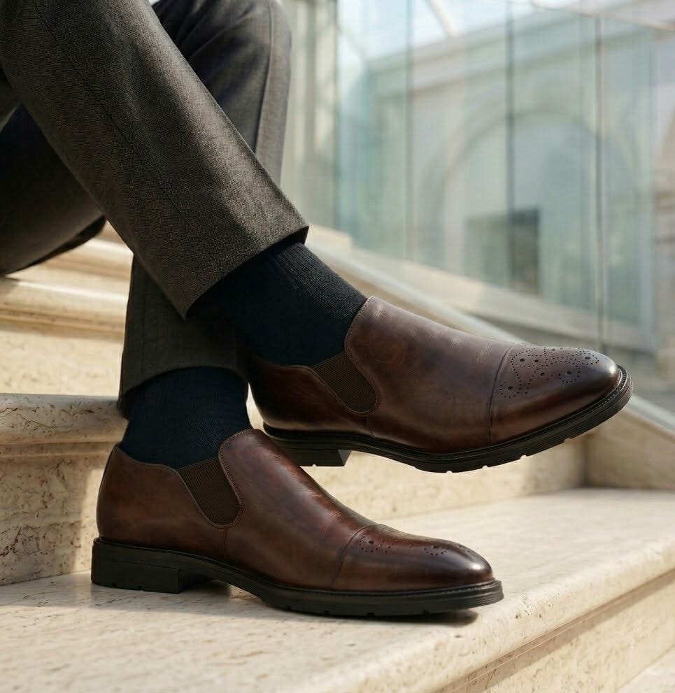 Mavietto Men's Leather Dress Shoes | Brogue Slip-On Loafers Mavietto Men's Leather Dress Shoes | Brogue Slip-On Loafers 