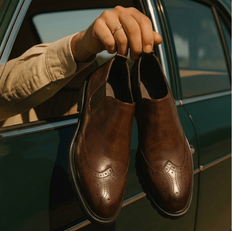 Mavietto Men's Leather Dress Shoes | Brogue Slip-On Loafers Mavietto Men's Leather Dress Shoes | Brogue Slip-On Loafers 
