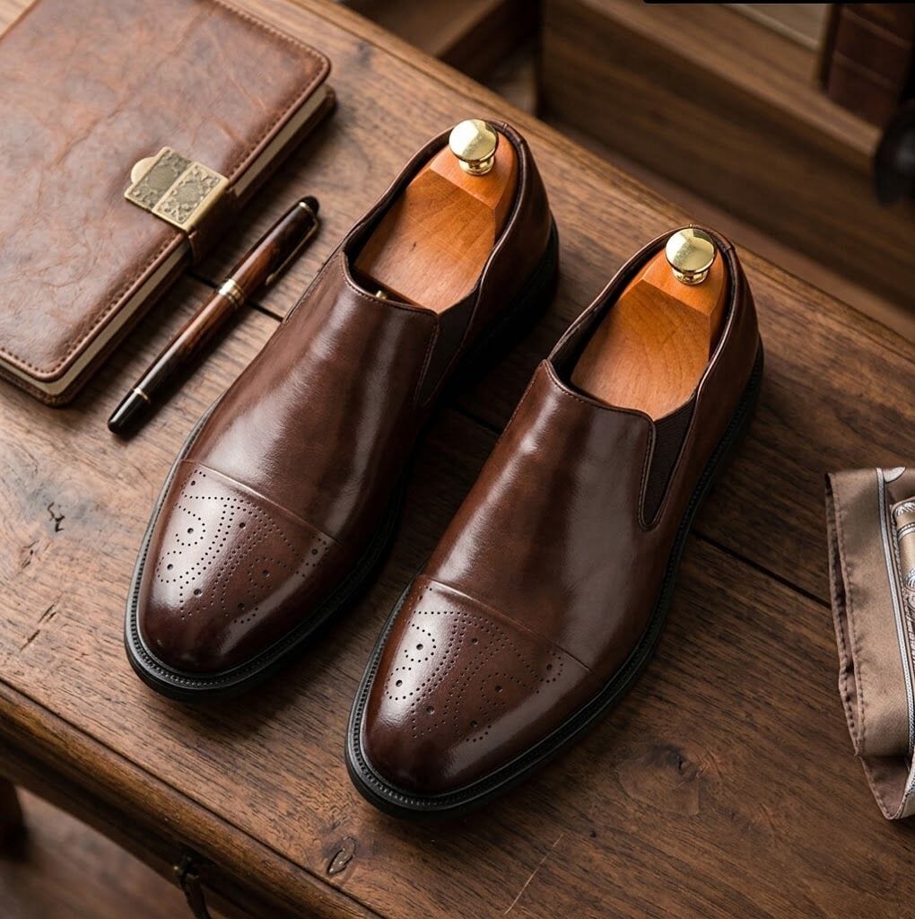 Mavietto Men's Leather Dress Shoes | Brogue Slip-On Loafers Mavietto Men's Leather Dress Shoes | Brogue Slip-On Loafers 