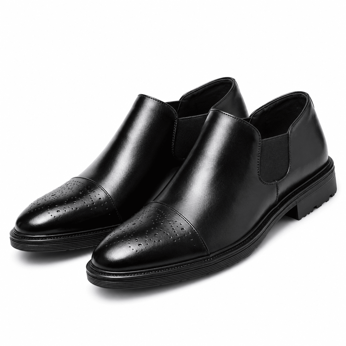 Mavietto Men's Leather Dress Shoes | Brogue Slip-On Loafers Mavietto Men's Leather Dress Shoes | Brogue Slip-On Loafers Black
