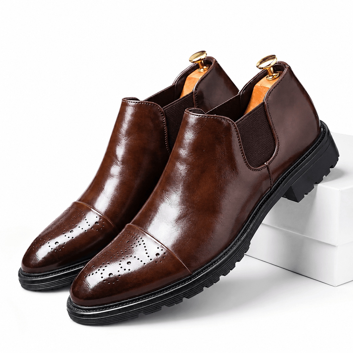 Mavietto Men's Leather Dress Shoes | Brogue Slip-On Loafers Mavietto Men's Leather Dress Shoes | Brogue Slip-On Loafers Brown
