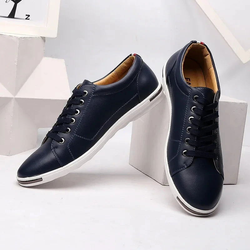 Men Size38-48 Casual Breathable White Sneaker Leather Driving Walking Shoes for Male Skate Comfortable Stylish for Everyday Wear Mavietto 