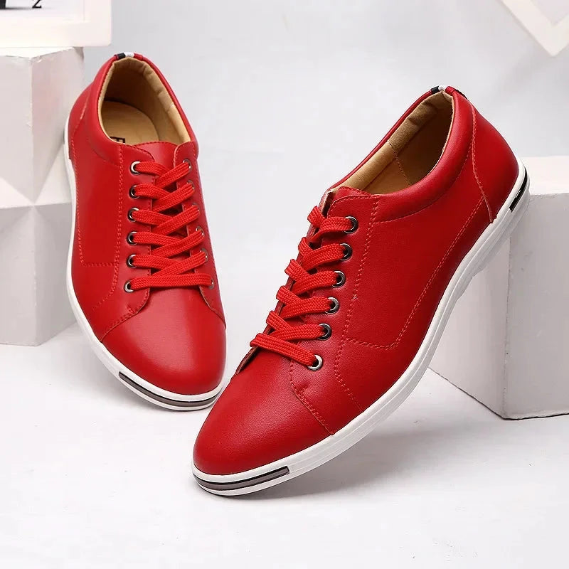 Men Size38-48 Casual Breathable White Sneaker Leather Driving Walking Shoes for Male Skate Comfortable Stylish for Everyday Wear Mavietto 