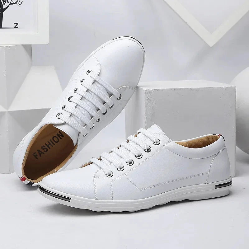 Men Size38-48 Casual Breathable White Sneaker Leather Driving Walking Shoes for Male Skate Comfortable Stylish for Everyday Wear Mavietto 