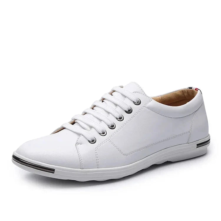 Men Size38-48 Casual Breathable White Sneaker Leather Driving Walking Shoes for Male Skate Comfortable Stylish for Everyday Wear Mavietto White 38 