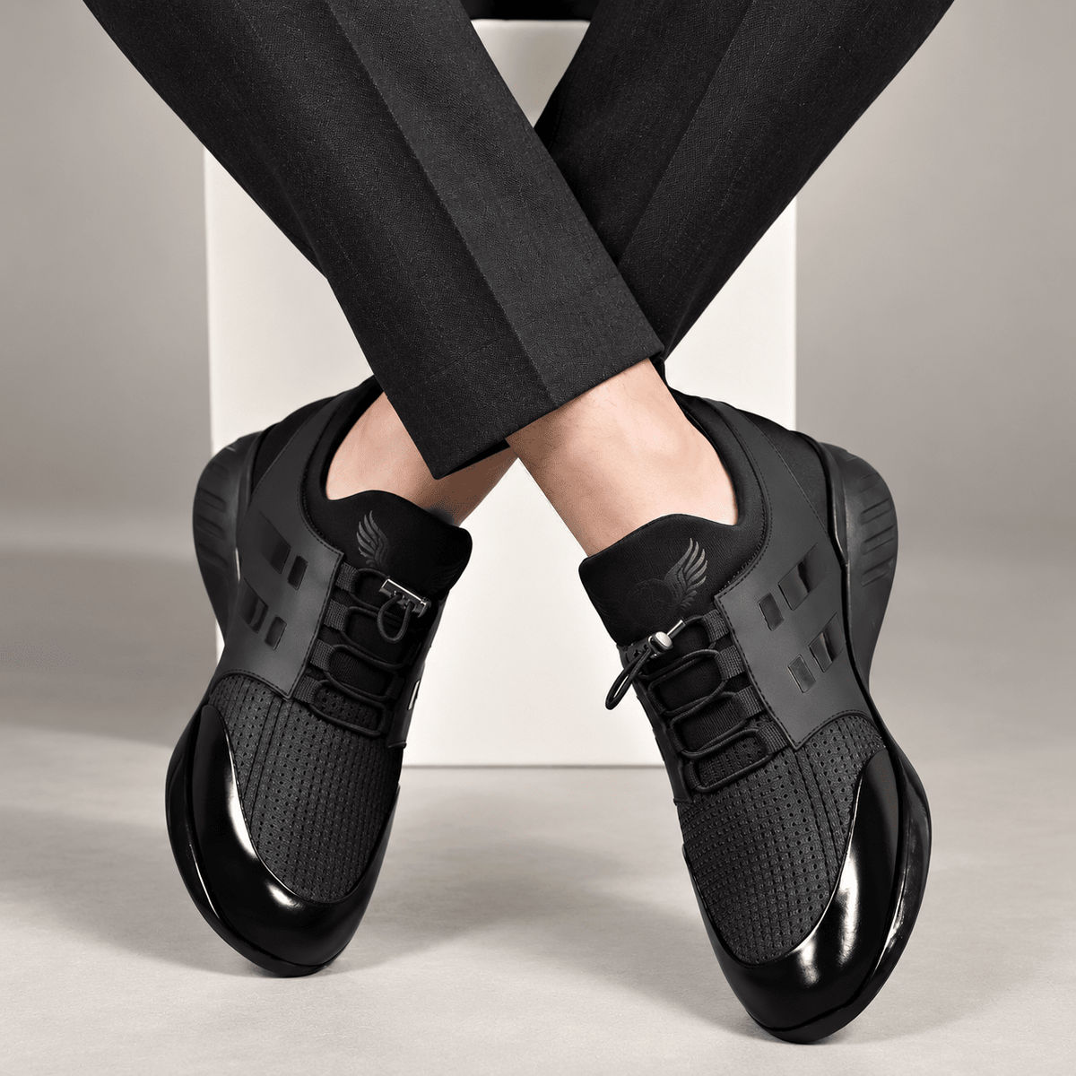Men’s Black Casual Leather Sneakers – Vitorini Men’s Black Casual Leather Sneakers – Vitorini 