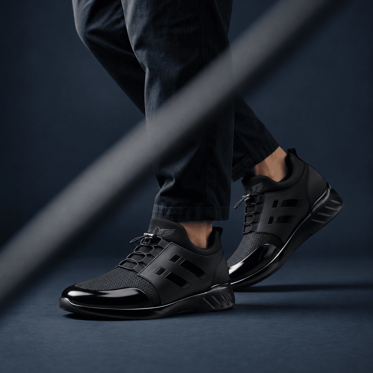 Men’s Black Casual Leather Sneakers – Vitorini Men’s Black Casual Leather Sneakers – Vitorini 