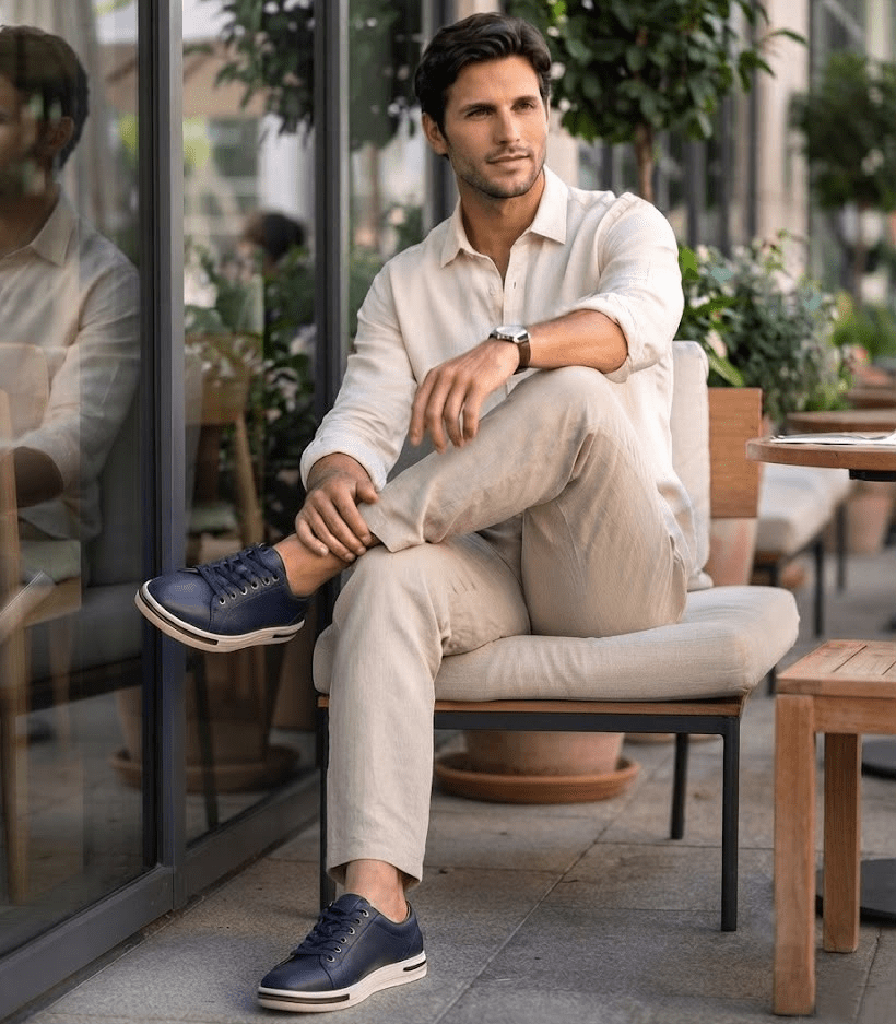 Men's Casual Leather Sneakers, Comfortable and Breathable - Zorcrest Men's Casual Leather Sneakers, Comfortable and Breathable - Zorcrest Mavietto 
