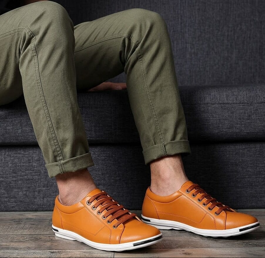 Men's Casual Leather Sneakers, Comfortable and Breathable - Zorcrest Men's Casual Leather Sneakers, Comfortable and Breathable - Zorcrest Mavietto 