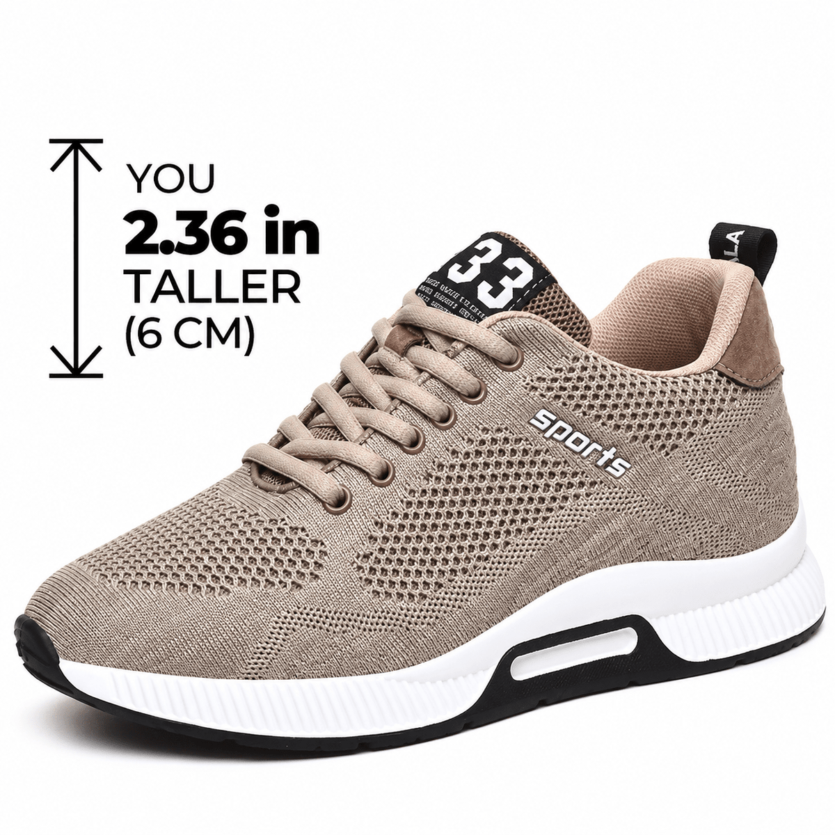 Men’s Casual Sneakers with 2.36-Inch (6 cm) Height Increase – Anti-Odor & Sweat-Absorbent | Alturion Men’s Casual Sneakers with 2.36-Inch (6 cm) Height Increase – Anti-Odor & Sweat-Absorbent | Alturion Khaki