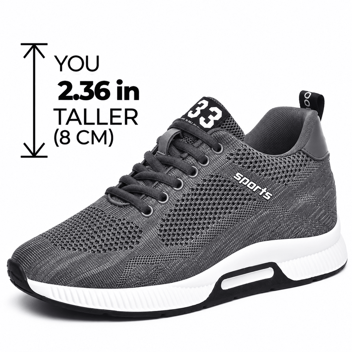 Men’s Casual Sneakers with 2.36-Inch (6 cm) Height Increase – Anti-Odor & Sweat-Absorbent | Alturion Men’s Casual Sneakers with 2.36-Inch (6 cm) Height Increase – Anti-Odor & Sweat-Absorbent | Alturion Gray