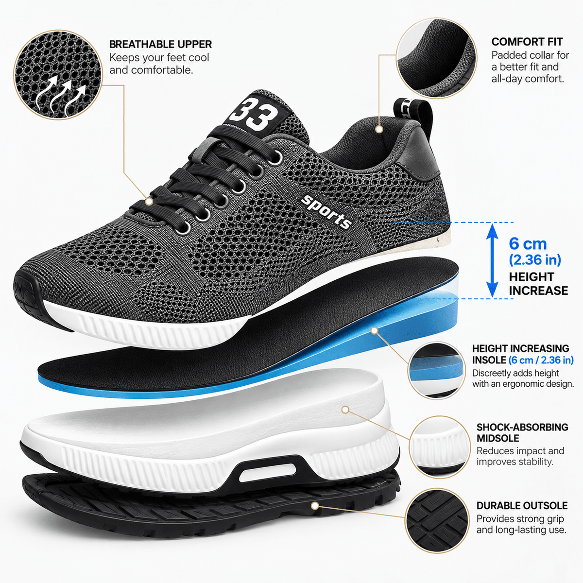 Men’s Casual Sneakers with 2.36-Inch (6 cm) Height Increase – Anti-Odor & Sweat-Absorbent | Alturion Men’s Casual Sneakers with 2.36-Inch (6 cm) Height Increase – Anti-Odor & Sweat-Absorbent | Alturion 