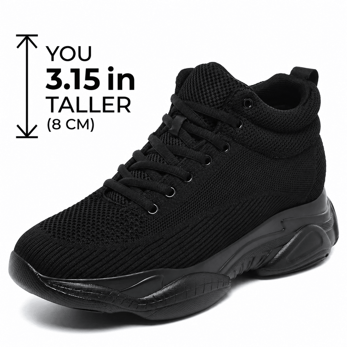 Men's Casual Sneakers with Invisible 8 cm (3.15-Inch) Height Lift – Comfortable & Breathable Design – Valthero Men's Casual Sneakers with Invisible 8 cm (3.15-Inch) Height Lift – Comfortable & Breathable Design – Valthero Black