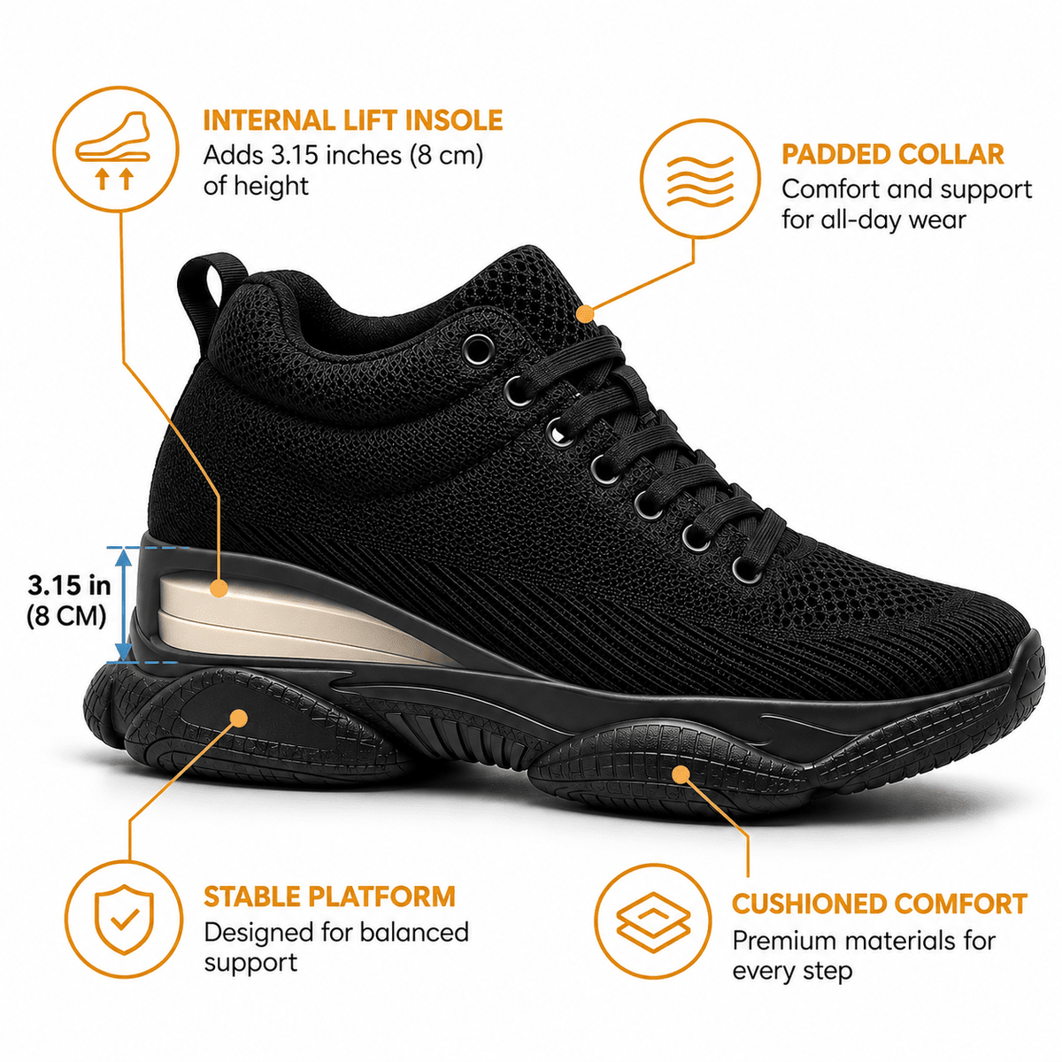 Men's Casual Sneakers with Invisible 8 cm (3.15-Inch) Height Lift – Comfortable & Breathable Design – Valthero Men's Casual Sneakers with Invisible 8 cm (3.15-Inch) Height Lift – Comfortable & Breathable Design – Valthero 