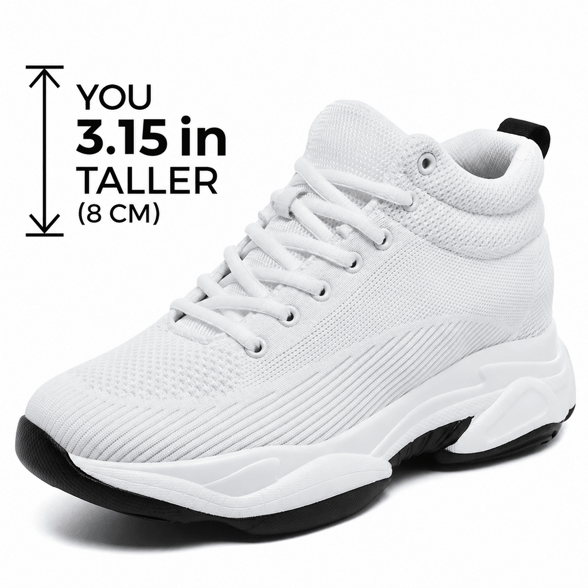 Men's Casual Sneakers with Invisible 8 cm (3.15-Inch) Height Lift – Comfortable & Breathable Design – Valthero Men's Casual Sneakers with Invisible 8 cm (3.15-Inch) Height Lift – Comfortable & Breathable Design – Valthero White
