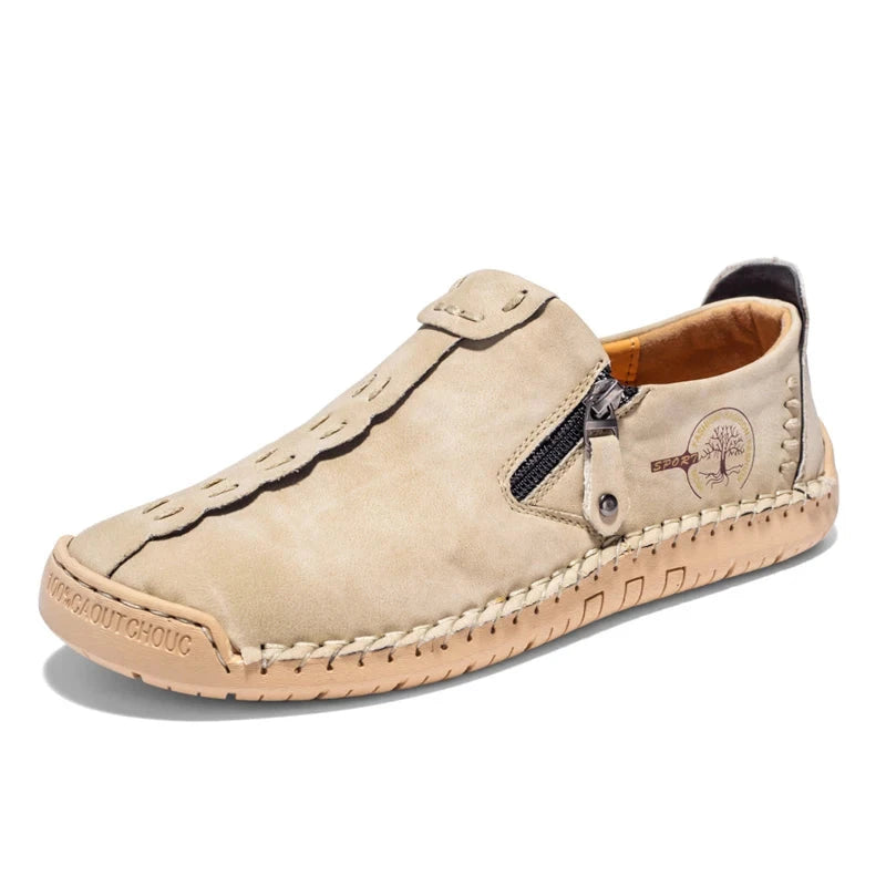 Men's Casual Suede Leather Loafers - Handmade Slip-On Moccasins, Breathable & Lightweight Walking Shoes | Marzello Men's Casual Suede Leather Loafers - Handmade Slip-On Moccasins, Breathable & Lightweight Walking Shoes | Marzello Beige