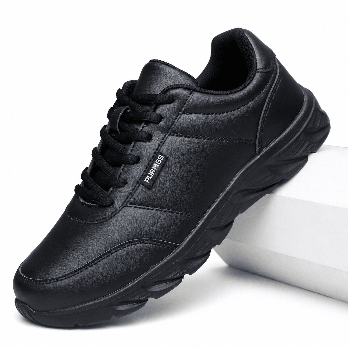 Men’s Classic and Comfortable Leather Sneakers – Vantorie Men’s Classic and Comfortable Leather Sneakers – Vantorie Black