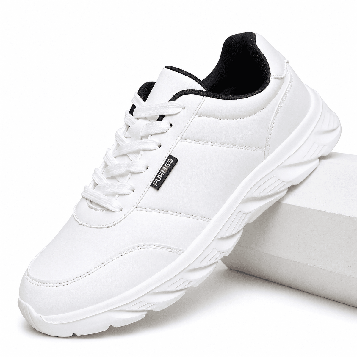 Men’s Classic and Comfortable Leather Sneakers – Vantorie Men’s Classic and Comfortable Leather Sneakers – Vantorie White