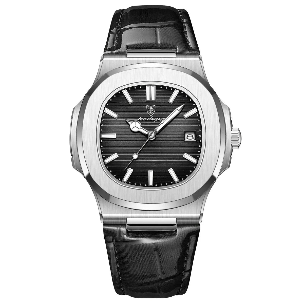 Men’s Classic Leather Strap Watch – Nobre Mavietto Men’s Classic Leather Strap Watch – Nobre Mavietto Sliver Black