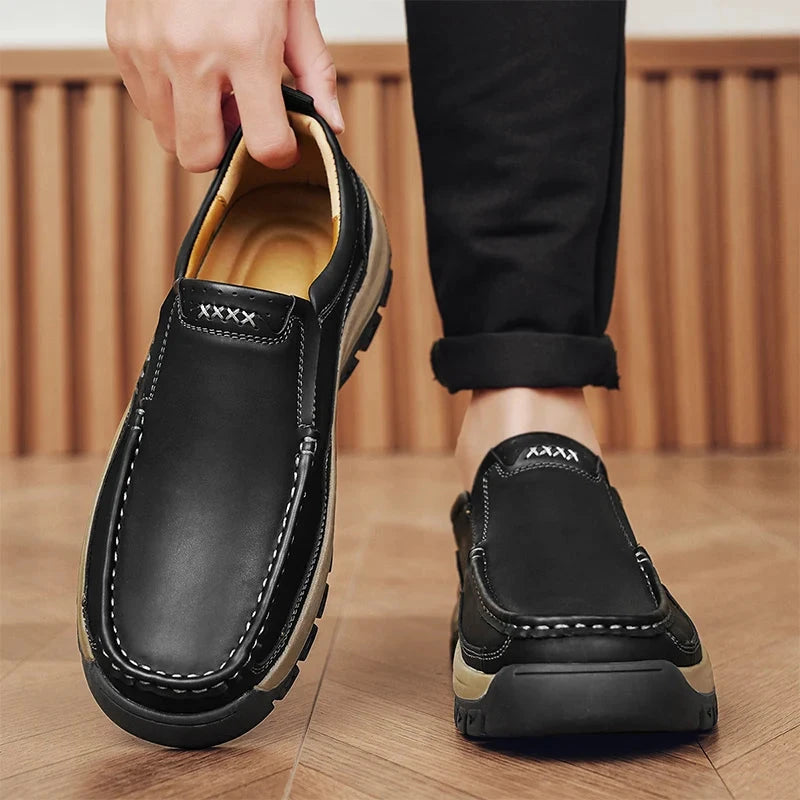 Men's Hand-Stitched Fashion Loafers, Solid Color Low-Top Casual Shoes, Simple Trendy Slip-On Sneakers, Men's Shoes for All Seasons, Daily Office Business Shoes, Large Size Men's Shoes Mavietto Store 