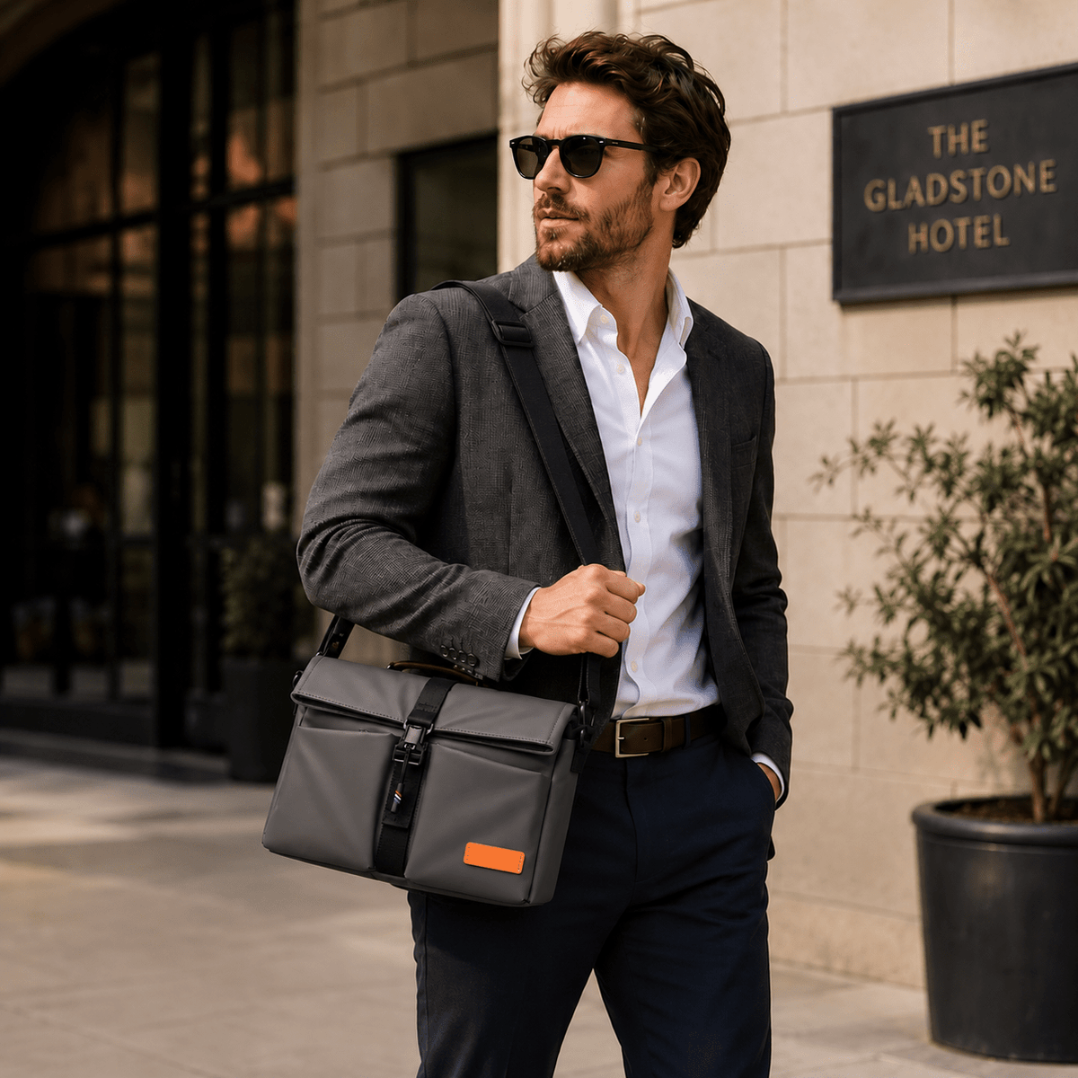 Men's Leather Crossbody Bag with Multiple Pockets and Elegant Design — BRENNAN Men's Leather Crossbody Bag with Multiple Pockets and Elegant Design — BRENNAN 