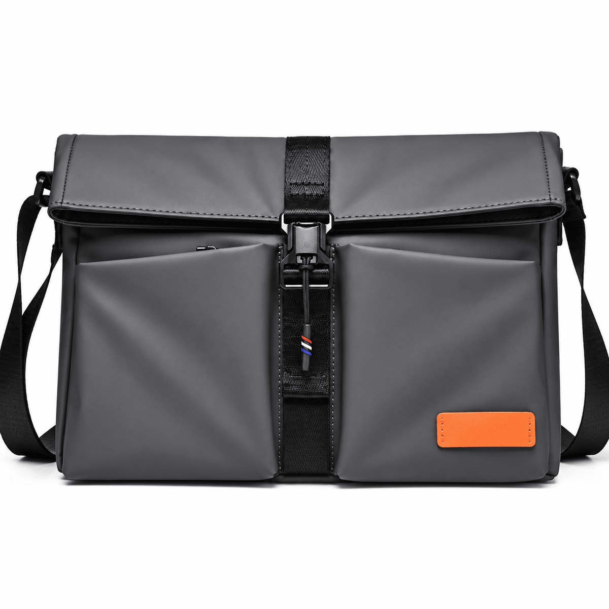 Men's Leather Crossbody Bag with Multiple Pockets and Elegant Design — BRENNAN Men's Leather Crossbody Bag with Multiple Pockets and Elegant Design — BRENNAN Gray