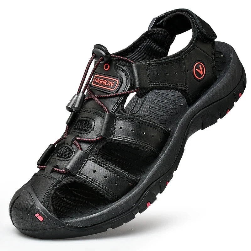 Men’s Leather Sandals, Comfortable, Non-Slip & Breathable – Severion Men’s Leather Sandals, Comfortable, Non-Slip & Breathable – Severion Black