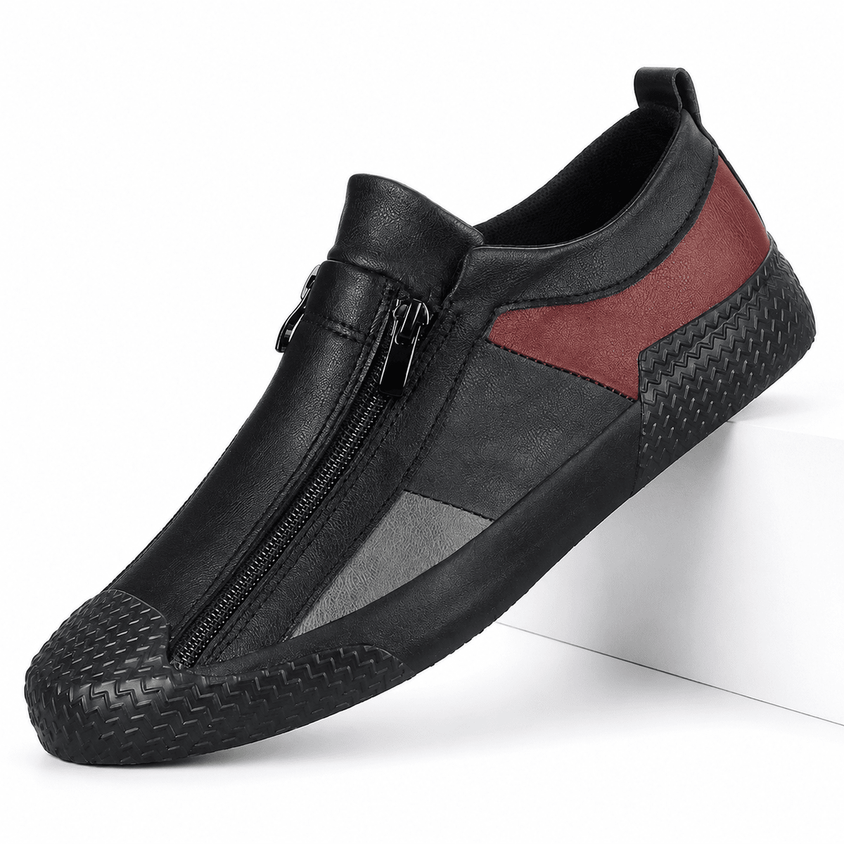 Men's Leather Sneakers, Breathable and Elegant - Prescott Men's Leather Sneakers, Breathable and Elegant - Prescott Black